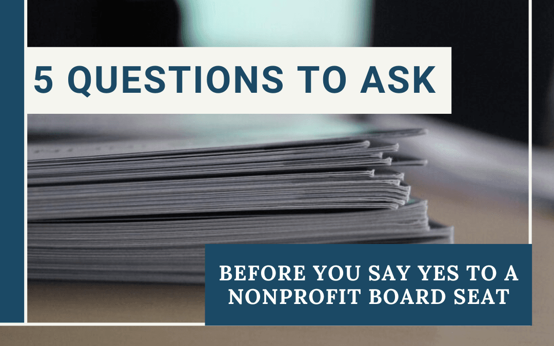 nonprofit board service documents on conference table